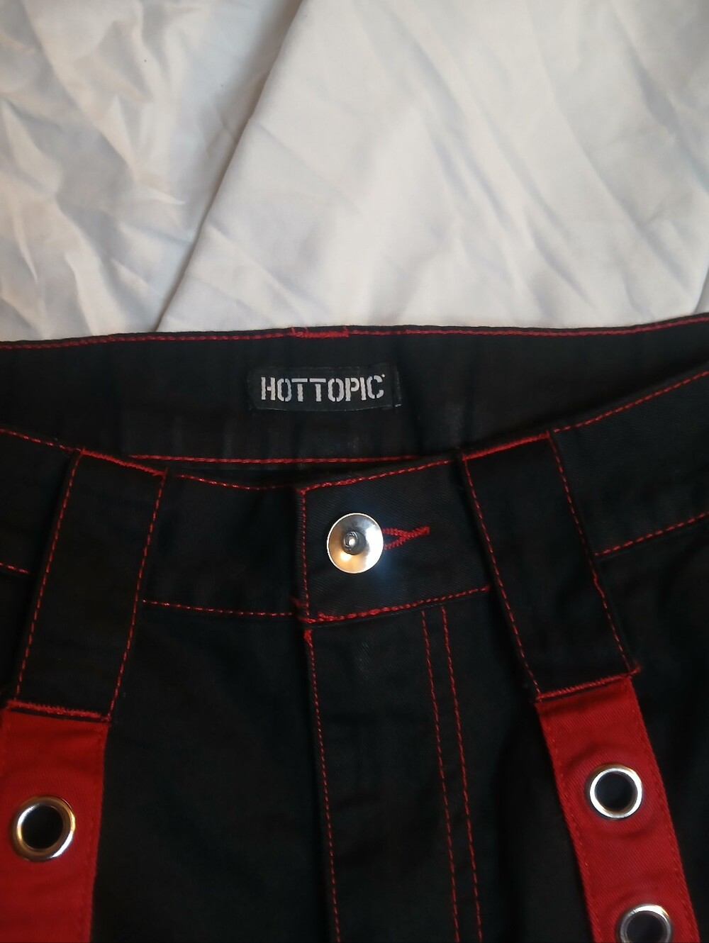 Black And Red Grommet Strap Carpenter Pants Size 5 - Picture 11 of 13
